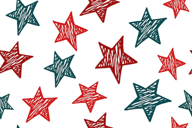 Scribble estrellas grunge vector de patrones sin fisuras cosmos fondo