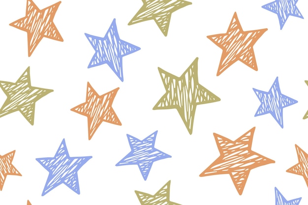 Scribble estrellas grunge vector de patrones sin fisuras Cosmos fondo