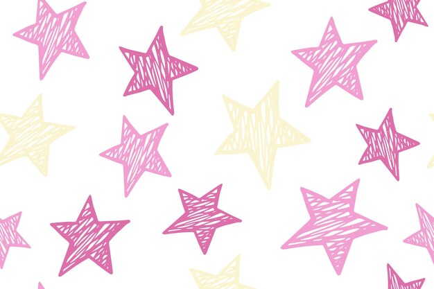 Scribble estrellas grunge vector de patrones sin fisuras cosmos fondo