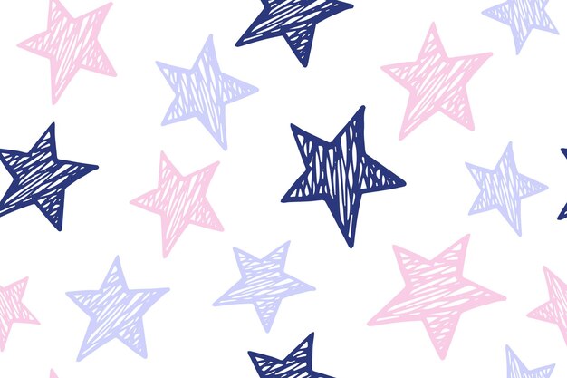 Scribble estrellas grunge vector de patrones sin fisuras Cosmos fondo