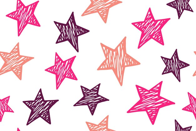 Scribble estrellas grunge vector de patrones sin fisuras Cosmos fondo