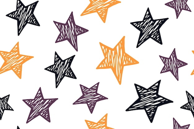 Scribble estrellas grunge vector de patrones sin fisuras Cosmos fondo