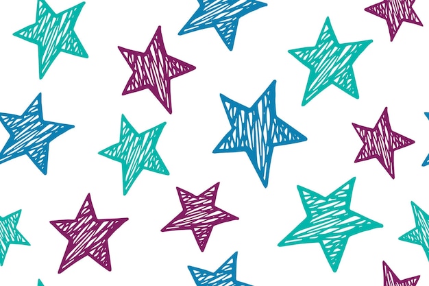 Scribble estrellas grunge vector de patrones sin fisuras Cosmos fondo