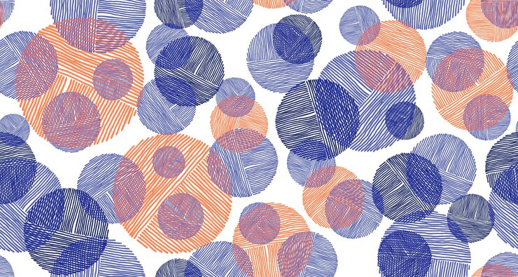 Scribble formas circulares de líneas diseño gráfico de patrones sin fisuras