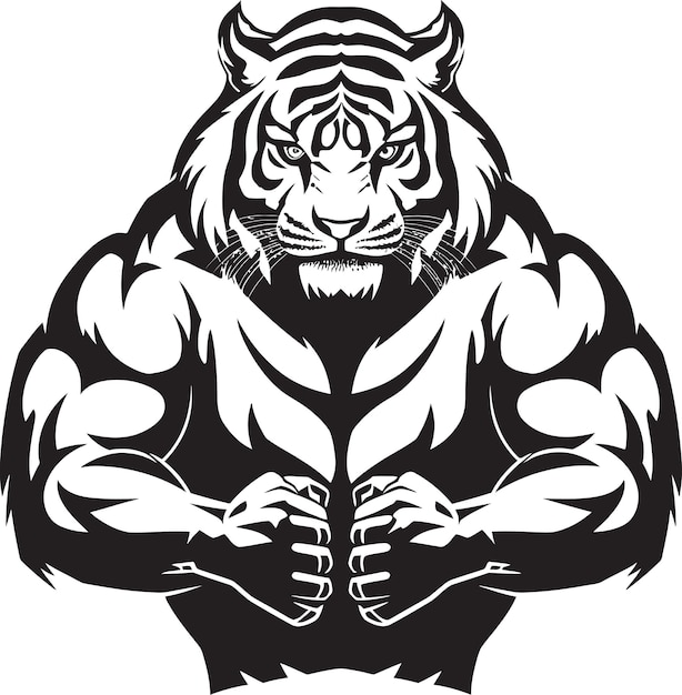 Sculpted Ferocity Crafting Muscular Tiger Diseña el núcleo del gato salvaje Logos de tigre vectorizados