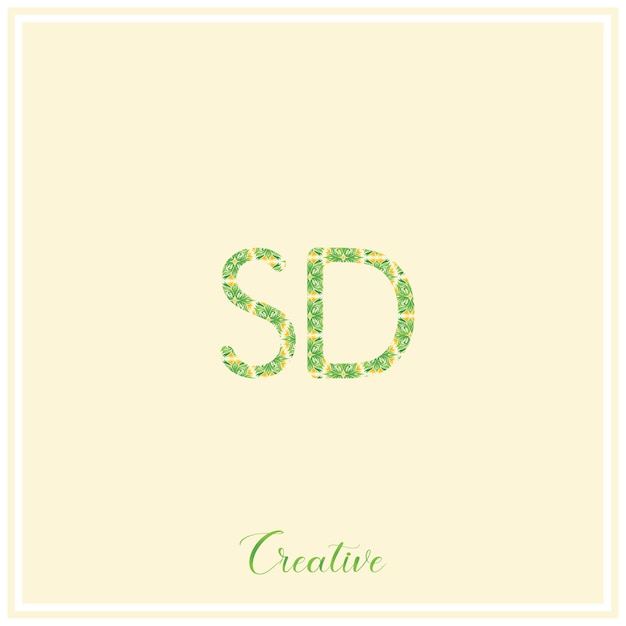 SD Logo verde natural último diseño del logotipo Ilustración vectorial Logotipo creativo Logotipo mínimo Monograma