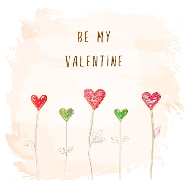 Sé mi tarjeta de felicitaciones cuadrada de San Valentín Ilustración vectorial en estilo acuarela Feliz día de San Valentine