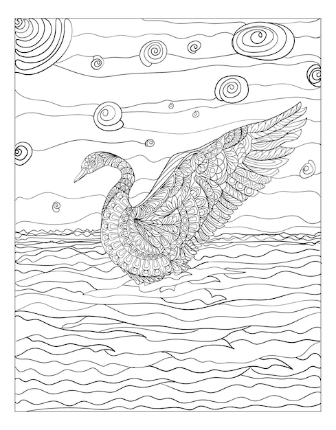 Sea Bird doodle art páginas para colorear para adultos
