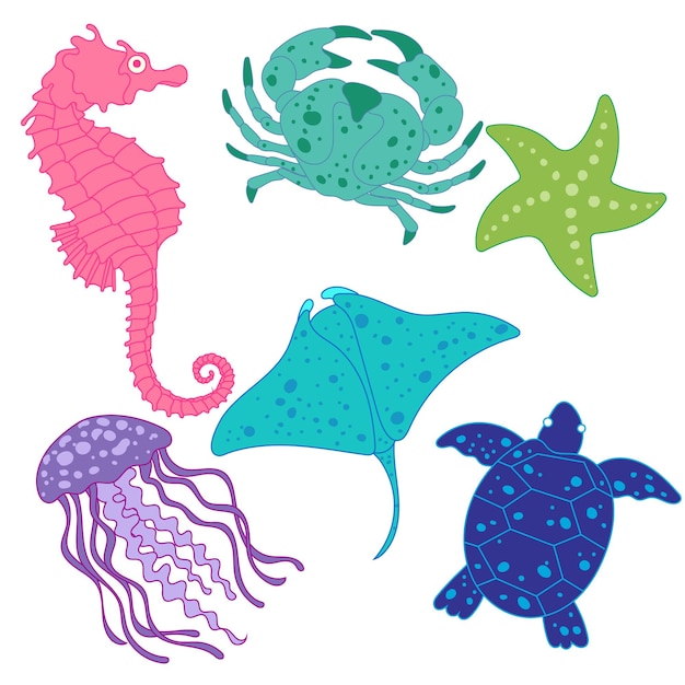 Sea Life Friends con lindos animales marinos perfectos para la vida silvestre del océano y diseños para niños