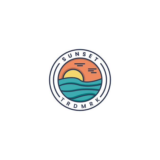 Sea Ocean Wave Island View minimalista simple logotipo diseño emblema retro hipster vintage