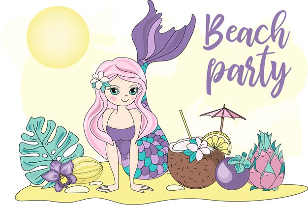 Vector sea travel clipart color vector illustration set beach party