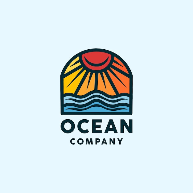Vector sea wave ocean logotipo símbolo diseño de ilustración vector icono emblema