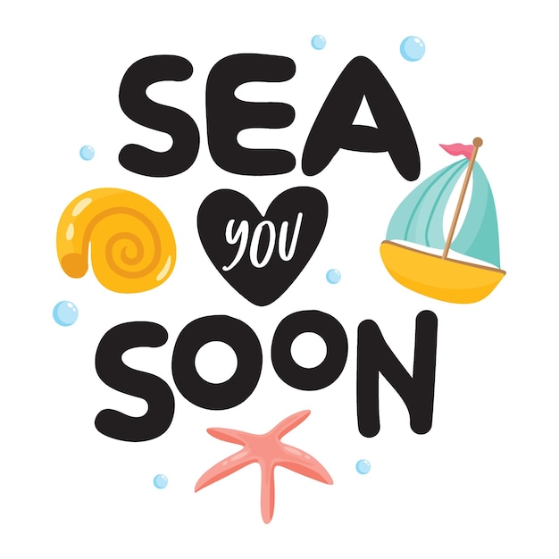 Sea you Soon diseño de camiseta estampado de camiseta diseño de camiseta letras diseño de camiseta tipografía camiseta Silueta diseño de camiseta arte letras de caligrafía negra