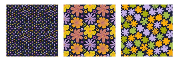 Seamles patrón de floresimpresión dibujada a mano de textildiseño floral vintage