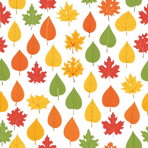 Seamless Autumn Leaves Pattern in Warm Fall Colors