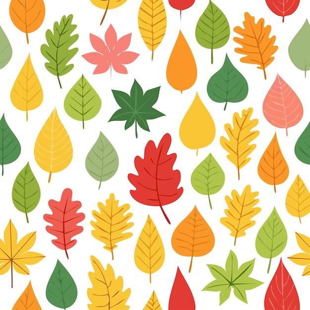 Seamless Autumn Leaves Pattern in Warm Fall Colors