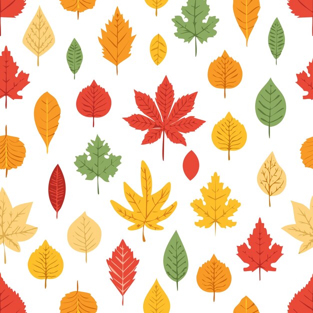 Seamless Autumn Leaves Pattern in Warm Fall Colors