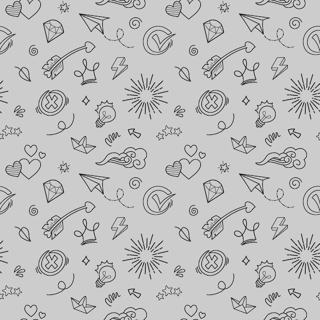 Seamless Doodle vector set ilustración arte lineal