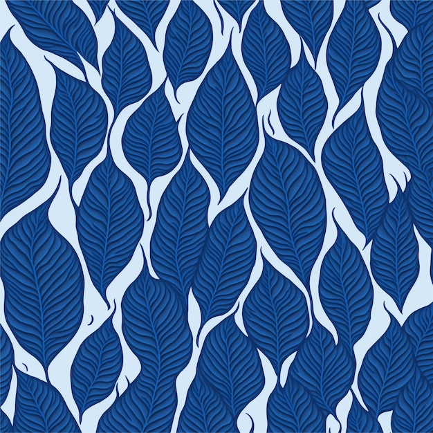seamless, floral, y, hojas, patrón, vector, ilustración
