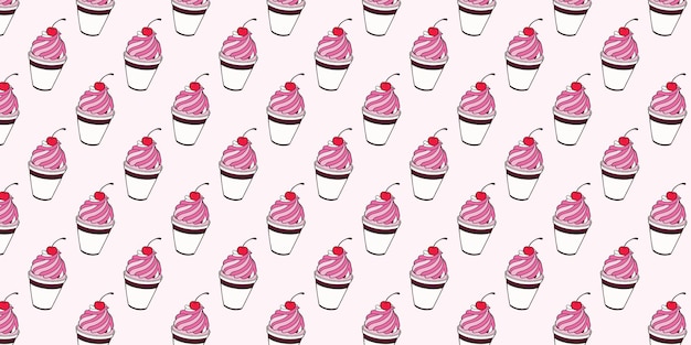 Seamless Ice Cream Cup Pattern for National Ice Cream Day