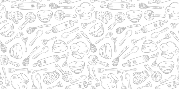 Seamless Kitchen Utensils Illustration