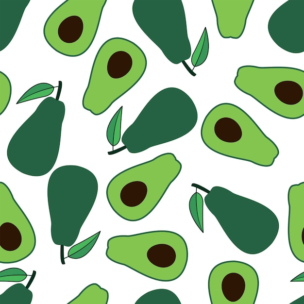 Vector seamless, patrón, de, aguacates, vector, ilustración, en, un, fondo blanco