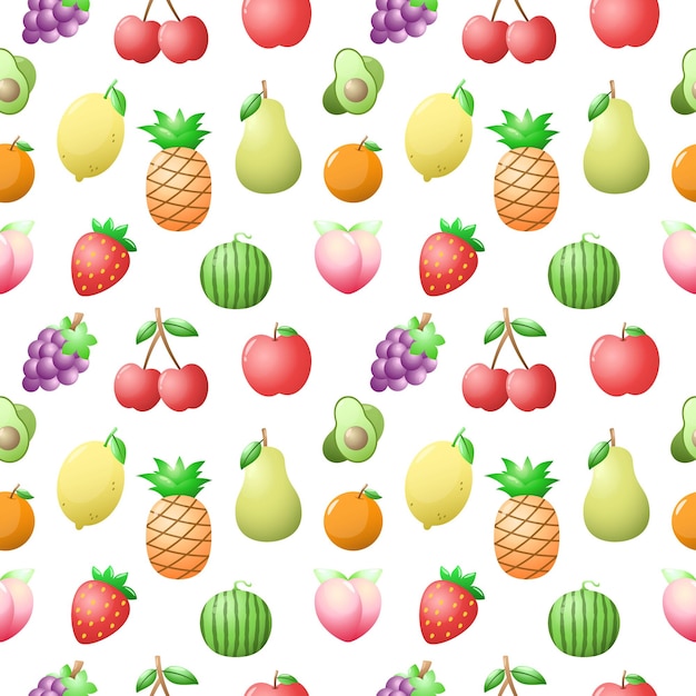 seamless, patrón, de, fruta, vector, ilustración