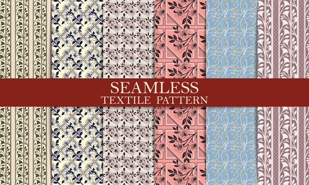 Seamless Textile Patterns Collection Floral and Decorative Designs