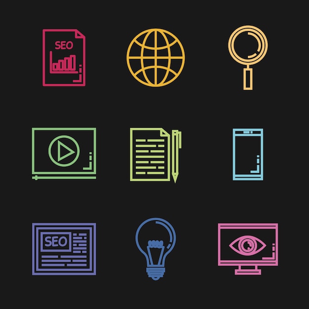 Search engine optimization set icons