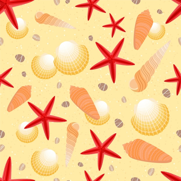 Seashell patrón de arena sin fisuras