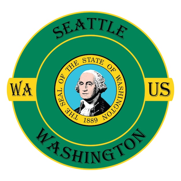 Seattle Washington Bandera EE.UU. Viaje Recuerdo Sello Insignia Pegatina Logo Vector Ilustración EPS