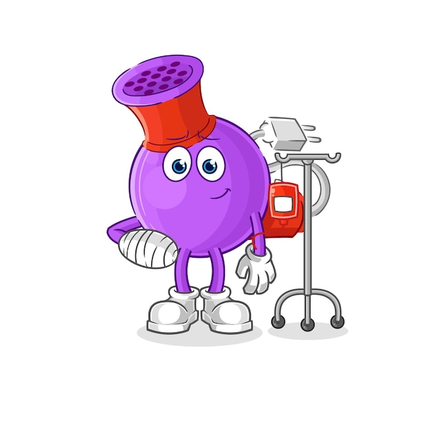 Secador de pelo enfermo en vector de caracteres de ilustración IV