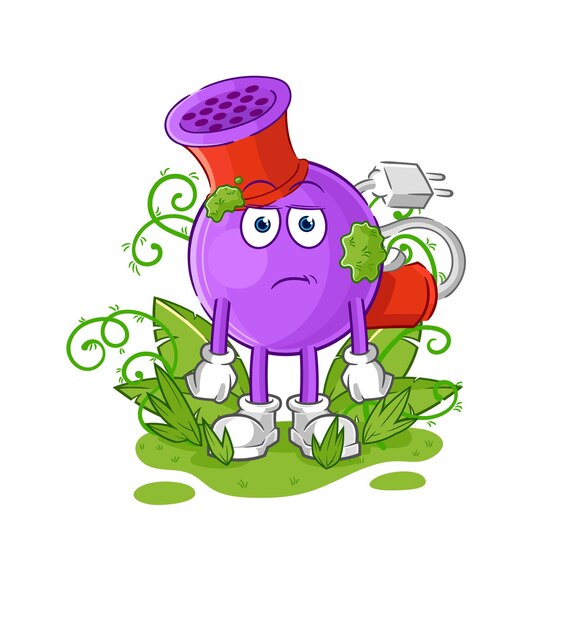 Secador de pelo esperando vector de dibujos animados de mascota demasiado largo