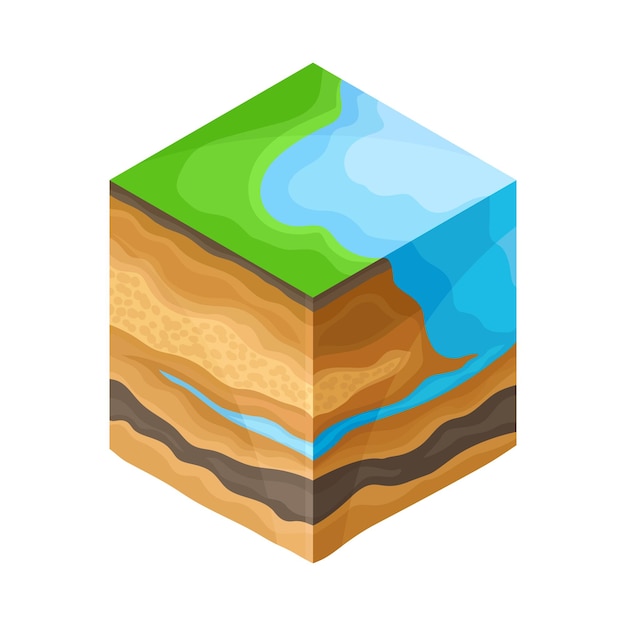 Vector sección transversal del suelo que muestra capas como muestreador geológico para la ilustración vectorial de investigación