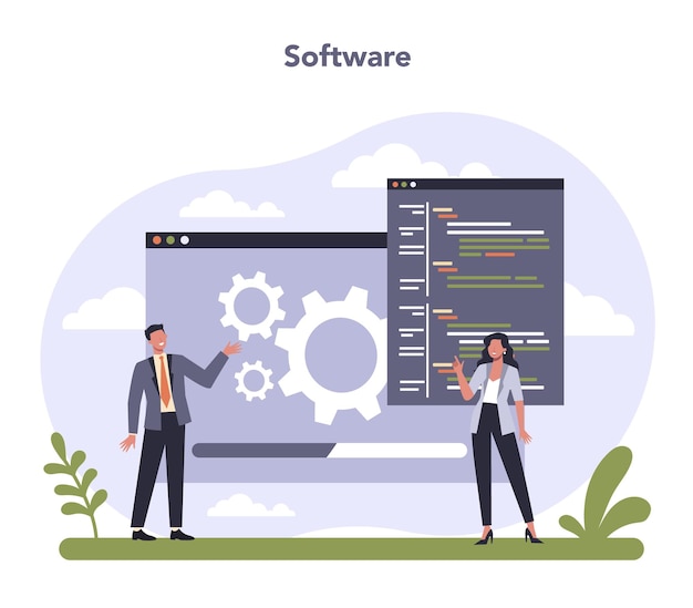 Vector sector de la economía de la industria de desarrollo de software y procesamiento de datos