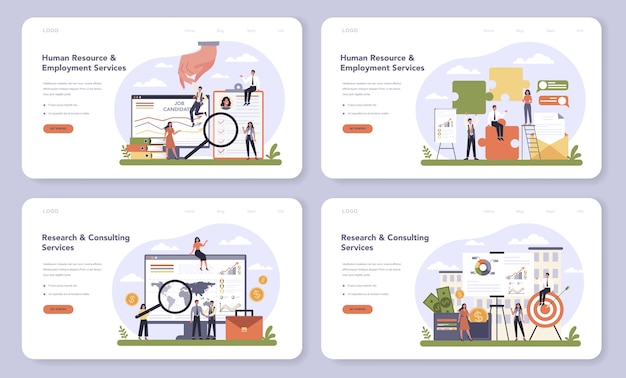 Sector de servicios profesionales de la economía banner web o conjunto de página de destino