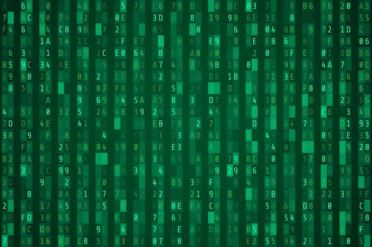 Vector secuencia de código hexadecimal verde aleatorio