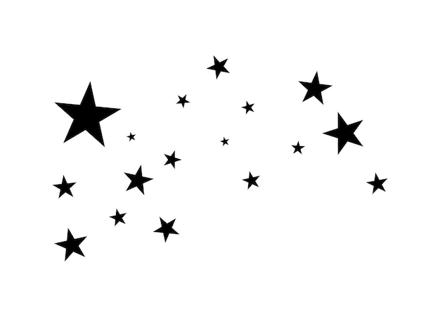 Secuencia de fuente aleatoria de estrellas de fuegos artificiales. Estrella fugaz. Estrellas sobre un fondo blanco.