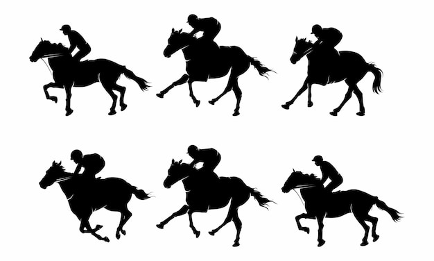 Secuencia de silueta de un caballo y un jinete en acción