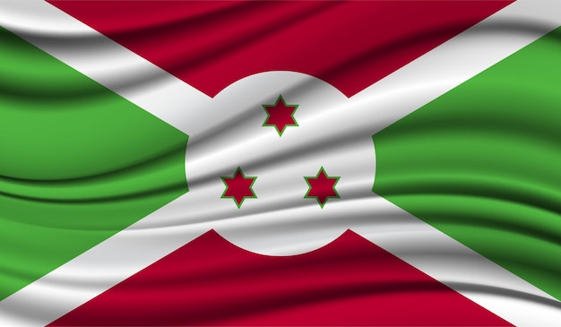 Seda ondeando la bandera de Burundi Fondo de textura de satén de seda