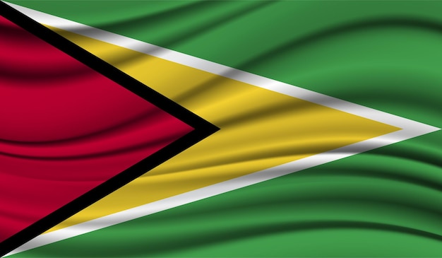 Seda ondeando la bandera de Guyana Fondo de textura de satén de seda