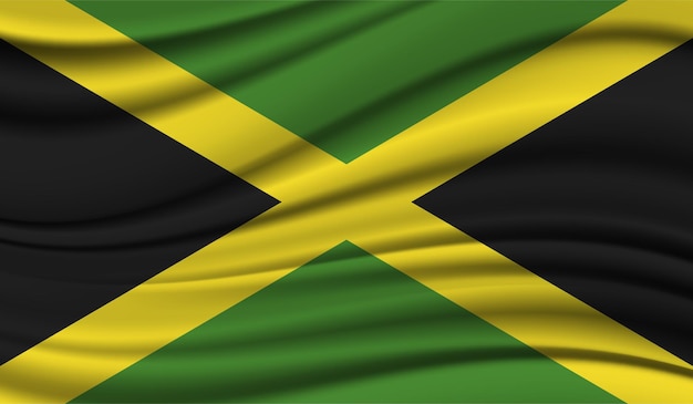 Vector seda ondeando la bandera de jamaica seda satinada textura del fondo