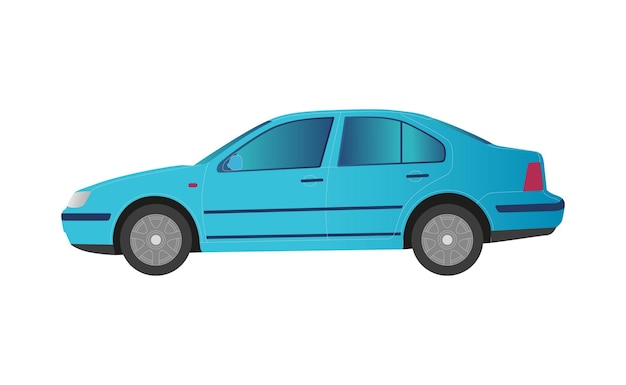 Sedán de coche azul sobre fondo blanco - ilustración vectorial