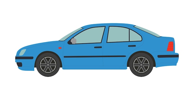 sedán moderno azul sobre fondo blanco Vector