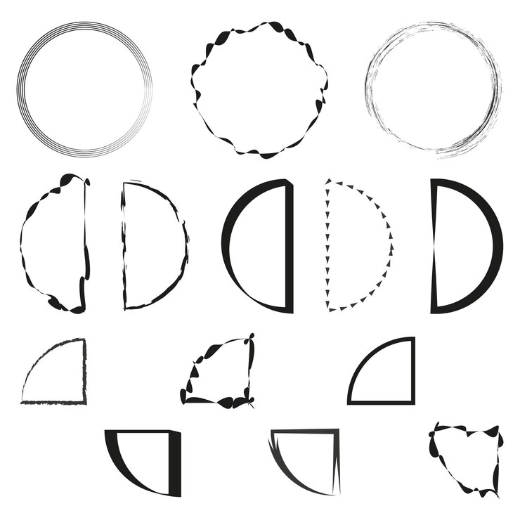 Vector segmentos de círculo abstractos diseños grunge y geométricos elementos vectoriales negros ilustraciones modernas