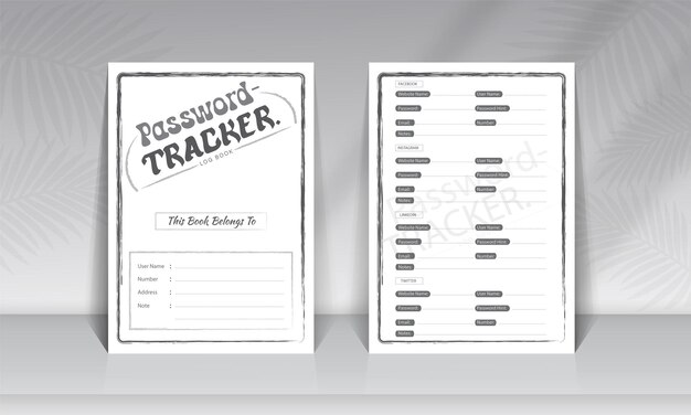 Seguidor de contraseñas planificador diario diario cuaderno de registro kdp diario interior