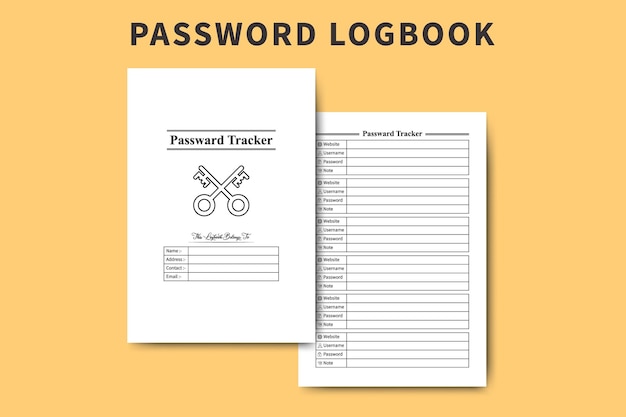 Vector seguidor de contraseñas vector interior de diario cuaderno de contraseña moderno y rastreador de información de sitios web