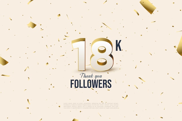 Seguidores de 18k con ilustraciones de números y la distribución de papel dorado.