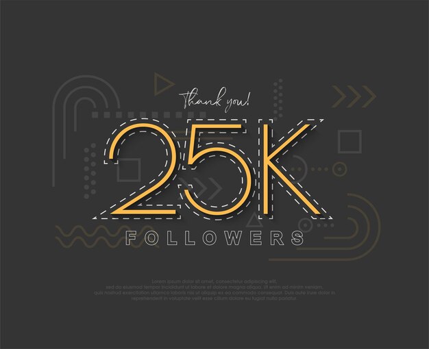 Seguidores simples únicos de 25k con números y líneas finas