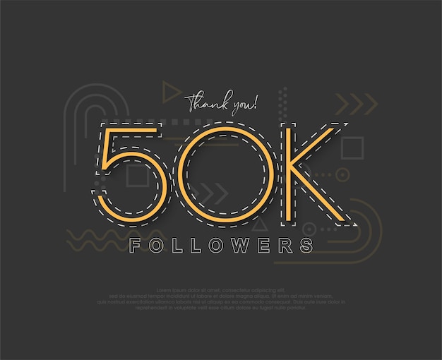 Seguidores simples únicos de 50k con números y líneas finas